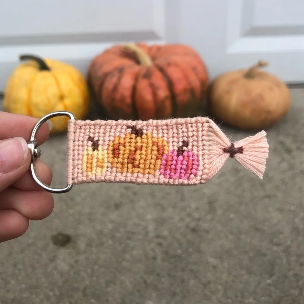Handmade pumpkin fall inspired keychain